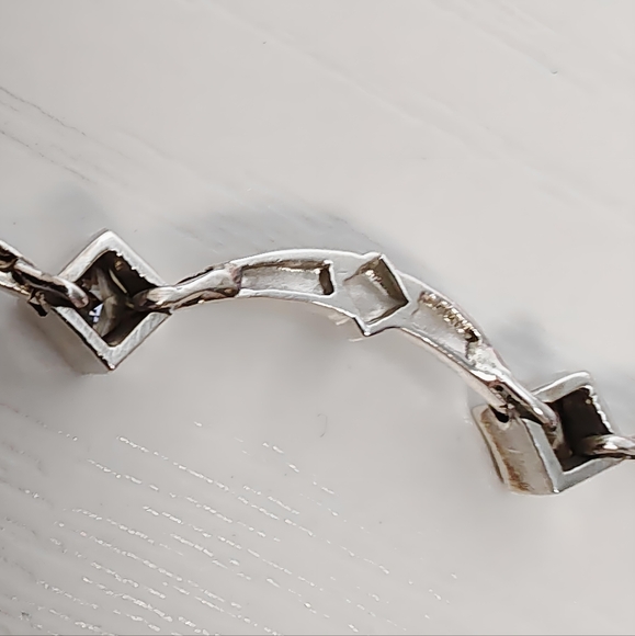 Vintage Marsala Sterling Silver Bib Necklace with Marcasite and CZ's 16 inch - Picture 10 of 13